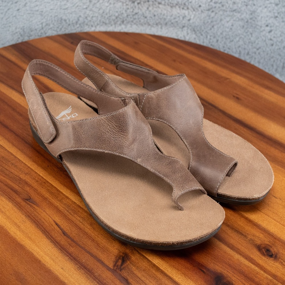 Dansko Reece Toe Loop Sandals Brown Slingback Leather Size 38 US 7.5-8